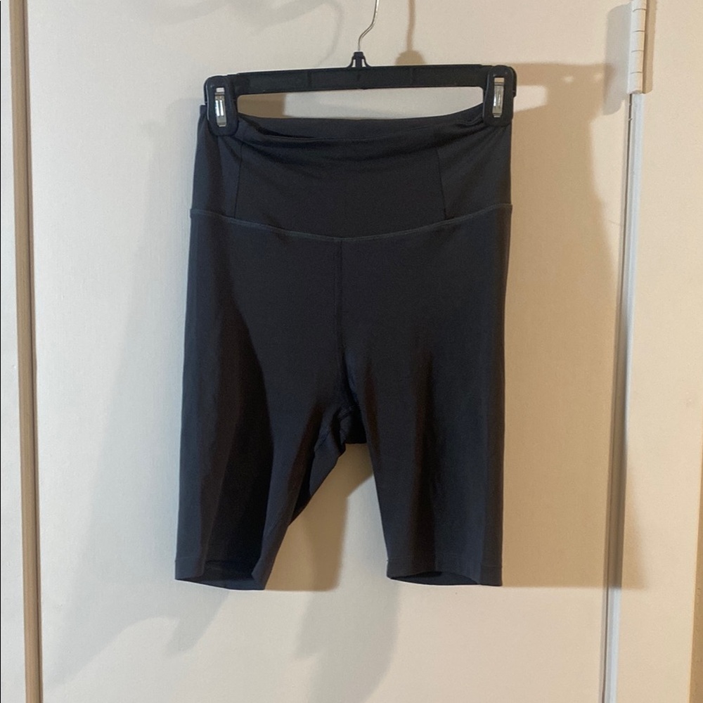 Girlfriend Collective Gray Bike Shorts with High Waist and Stretchy Fit